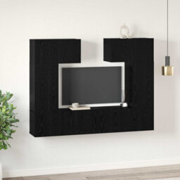Berkfield Modern Tv Cabinet Set 6 Pcs Black Oak 80 X 30 X 30 Cm Engineered Wood - thumbnail 4