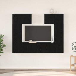 Berkfield Modern Tv Cabinet Set 6 Pcs Black Oak 80 X 30 X 30 Cm Engineered Wood - thumbnail 2