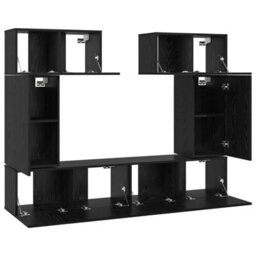 Berkfield Modern Tv Cabinet Set 6 Pcs Black Oak 80 X 30 X 30 Cm Engineered Wood - thumbnail 8