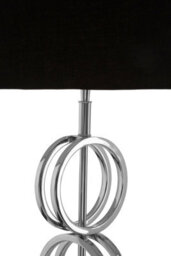 Orsina Table Lamp With Multi Ring Chain Base, High Gloss Nickel Stainless Steel Pedestal, Luxe Black Fabric - thumbnail 4