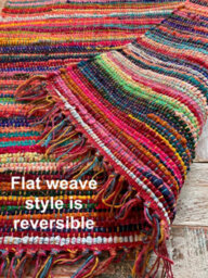Second Nature Online Festival Boho Rug Flat Weave Multicolour With Tassels 200 Cm Square - thumbnail 4