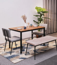 Nordlys 4-Person Metal And Brown Wood Dining Table Industrial Style Dining Room - thumbnail 3