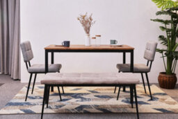 Nordlys 4-Person Metal And Brown Wood Dining Table Industrial Style Dining Room - thumbnail 4