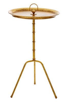 Orsina Gold Finish Small Accent Table, Elegant Side Table By Couch For Livingroom, Distressed Small Lounge Table - image 1