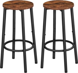 HOOBRO Bar Stools Set Of 2, Breakfast Bar Stools For Kitchen, Round Bar Chairs With Footrest, Pub Stools, Sturdy Metal Frame, For Dining - thumbnail 2