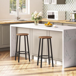 HOOBRO Bar Stools Set Of 2, Breakfast Bar Stools For Kitchen, Round Bar Chairs With Footrest, Pub Stools, Sturdy Metal Frame, For Dining - thumbnail 1