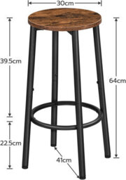 HOOBRO Bar Stools Set Of 2, Breakfast Bar Stools For Kitchen, Round Bar Chairs With Footrest, Pub Stools, Sturdy Metal Frame, For Dining - thumbnail 9