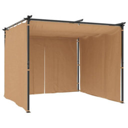 Walplus Gazebo With Curtains 3X3 M Taupe Steel - thumbnail 4