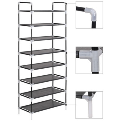 Berkfield Shoe Rack With 8 Shelves Metal And Non-Woven Fabric Black - image 1