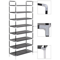 Berkfield Shoe Rack With 8 Shelves Metal And Non-Woven Fabric Black