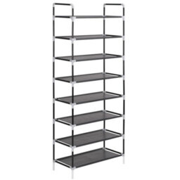 Berkfield Shoe Rack With 8 Shelves Metal And Non-Woven Fabric Black - thumbnail 3