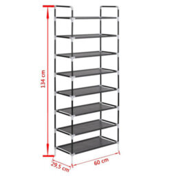 Berkfield Shoe Rack With 8 Shelves Metal And Non-Woven Fabric Black - thumbnail 7