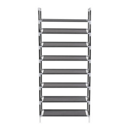 Berkfield Shoe Rack With 8 Shelves Metal And Non-Woven Fabric Black - thumbnail 4