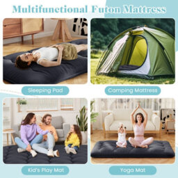 Costway Foldable Tatami Mat Floor Futon Mattress Roll Up Sleeping Pad W/ Washable Cover, Small Double/double/king Size - thumbnail 9