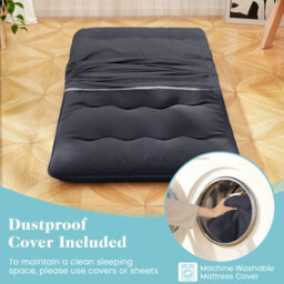 Costway Foldable Tatami Mat Floor Futon Mattress Roll Up Sleeping Pad W/ Washable Cover, Small Double/double/king Size - thumbnail 6