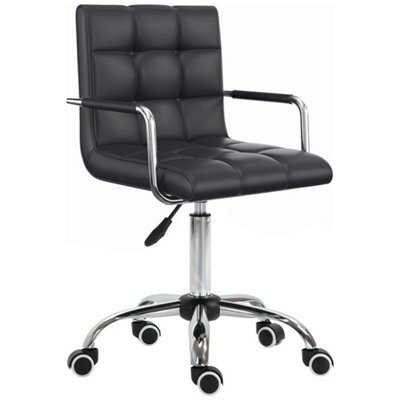Mid Back Home Office Chair Swivel Computer Chair With Armrests, Black - image 1