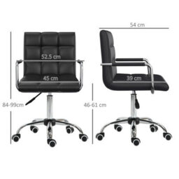 Mid Back Home Office Chair Swivel Computer Chair With Armrests, Black - thumbnail 2