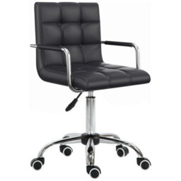 Mid Back Home Office Chair Swivel Computer Chair With Armrests, Black - thumbnail 1