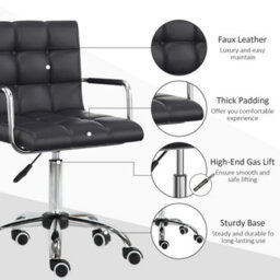 Mid Back Home Office Chair Swivel Computer Chair With Armrests, Black - thumbnail 3