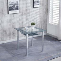 Modernique Compact 120 Grey Dining Table With 4 Grey Faux Leather Dining Chairs Set - thumbnail 4