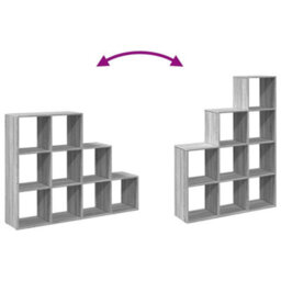 Berkfield Room Divider Bookcase 3-Tier Grey Sonoma 137.5X29X103.5 Cm Engineered Wood - thumbnail 8