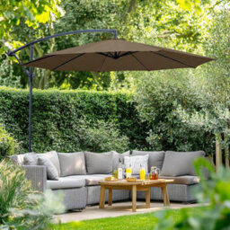 Rinse Bathrooms Brown Patio Parasol Cantilever Hanging Garden Beach Banana Umbrella Uv Protection 3M - thumbnail 1