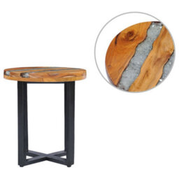 Berkfield Coffee Table 40X45 Cm Solid Teak Wood And Polyresin - thumbnail 1