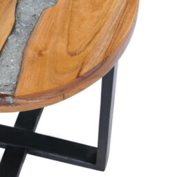 Berkfield Coffee Table 40X45 Cm Solid Teak Wood And Polyresin - thumbnail 6