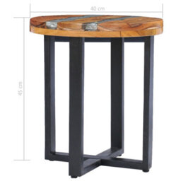 Berkfield Coffee Table 40X45 Cm Solid Teak Wood And Polyresin - thumbnail 7