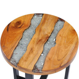 Berkfield Coffee Table 40X45 Cm Solid Teak Wood And Polyresin - thumbnail 4