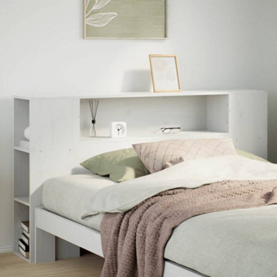 Berkfield Headboard With Storage White 160 Cm Solid Wood Pine - image 1