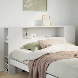 Berkfield Headboard With Storage White 160 Cm Solid Wood Pine - thumbnail 1
