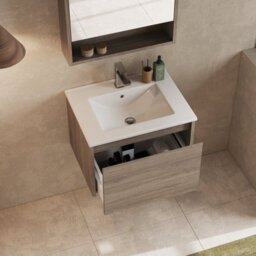 Banyetti Mino 600mm Wall Hung Vanity Unit With Lira Basin - Nebraska Oak - thumbnail 4