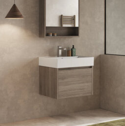 Banyetti Mino 600mm Wall Hung Vanity Unit With Lira Basin - Nebraska Oak - thumbnail 3