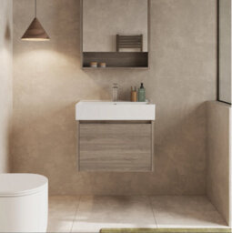 Banyetti Mino 600mm Wall Hung Vanity Unit With Lira Basin - Nebraska Oak - thumbnail 2