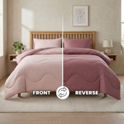 Pink Dark Pink 10.5 Tog Reversible Coverless Duvet Set With Matching Pillowcases Lightweight Microfiber Polyester Bedding - thumbnail 5