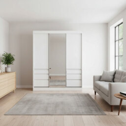 Haidar 180Cm Sliding Door Wardrobe Modern Bedroom Storage With Hanging Rails Shelves And Space Saving Design White - thumbnail 1