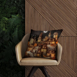Warren Reed Designer Spooky Halloween Village Outdoor Cushion 45Cm X 45Cm - thumbnail 2