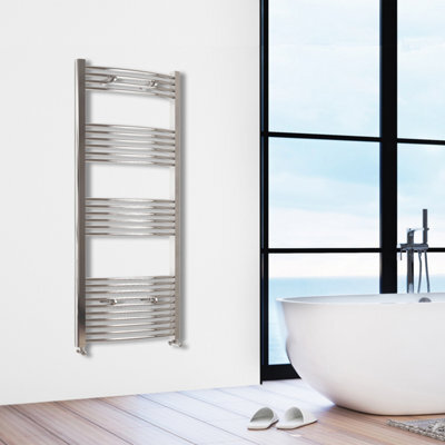 Simple Bathroom 1600X500mm Chrome Designer Curved Ladder Style Radiator - image 1