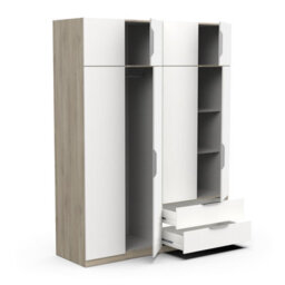 FurniComp LTD Furnicomp Chicago 8 Door 2 Drawer 160Cm Matt White & Oak Effect Space Saving Wardrobe - thumbnail 5