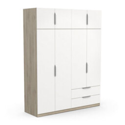 FurniComp LTD Furnicomp Chicago 8 Door 2 Drawer 160Cm Matt White & Oak Effect Space Saving Wardrobe - thumbnail 6