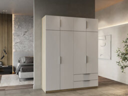 FurniComp LTD Furnicomp Chicago 8 Door 2 Drawer 160Cm Matt White & Oak Effect Space Saving Wardrobe - thumbnail 7