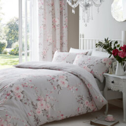 Catherine Lansfield Bedding Canterbury Floral Duvet Cover Set With Pillowcase Grey - thumbnail 1