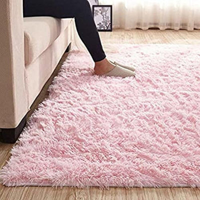 Wadan 120X170Cm Pink Fluffy Shaggy Rug - Comfort Soft Fluffy Shaggy Rugs For Bedroom & Living Room Carpet - Anti Slip Area Rugs