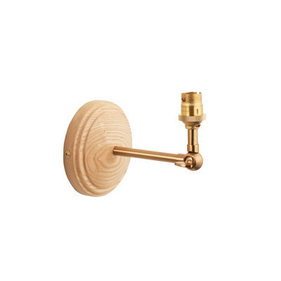 Loops Dimmable Ash Wood Wall Light With Brass Finish - Stylish Home Decor Sconce - image 1