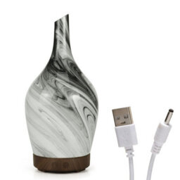 Serenityy Aroma Atomiser Glass Abstract Grey Usb Diffuser With Led Light And 1 M Cable, Marble-Patterned Design - thumbnail 1