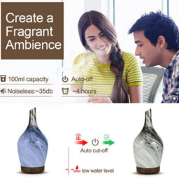 Serenityy Aroma Atomiser Glass Abstract Grey Usb Diffuser With Led Light And 1 M Cable, Marble-Patterned Design - thumbnail 4