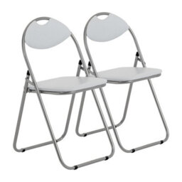 Harbour Housewares Padded Folding Chairs - White/silver - Pack Of 2 - thumbnail 1