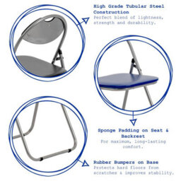 Harbour Housewares Padded Folding Chairs - White/silver - Pack Of 2 - thumbnail 2