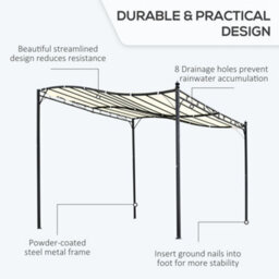 Outsunny 3 X 3M Wall Mounted Awning Free Stand Canopy Shade Garden Porch Pergola - thumbnail 5
